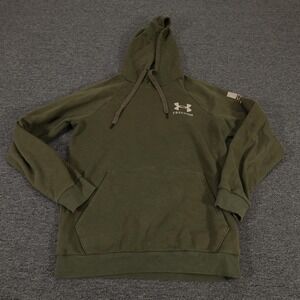 Under Armour Freedom Hoodie Mens Small Green Pullover USA Flag Graphic Fleece